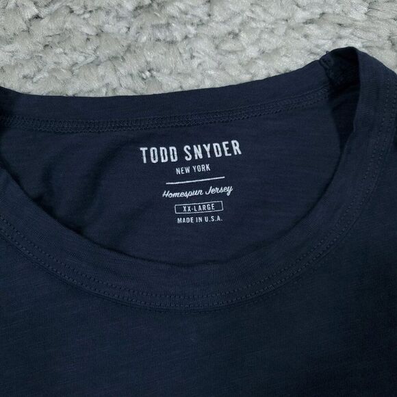 Todd Snyder Made in LA Slub Pocket Tee Button Men's Size XXL USA Navy Blue Soft - Picture 3 of 7